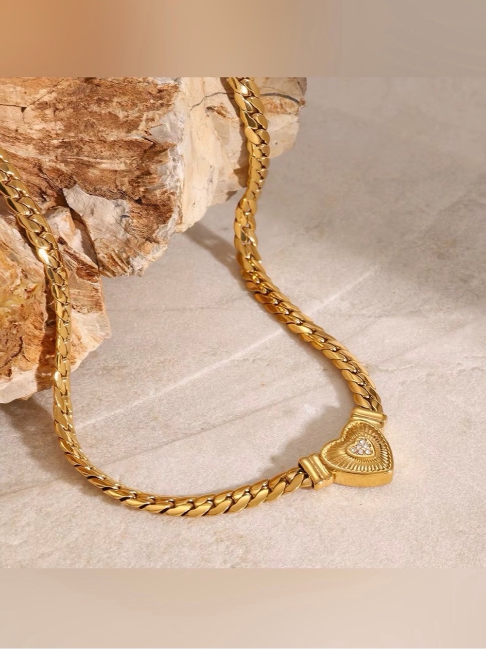 18K Gold Plated Heart Necklace - Picture 6 of 10